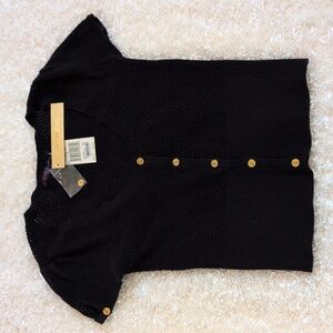 NWT!! GUESS Black Short Sleeve Button-Up sweater....
